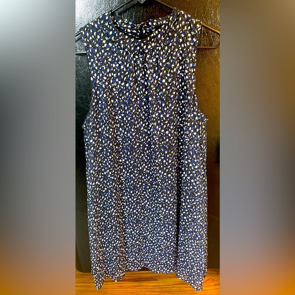 Tommy Hilfiger Dress‎ Women's 14 Sleeveless Flowy Black White Blue Pattern